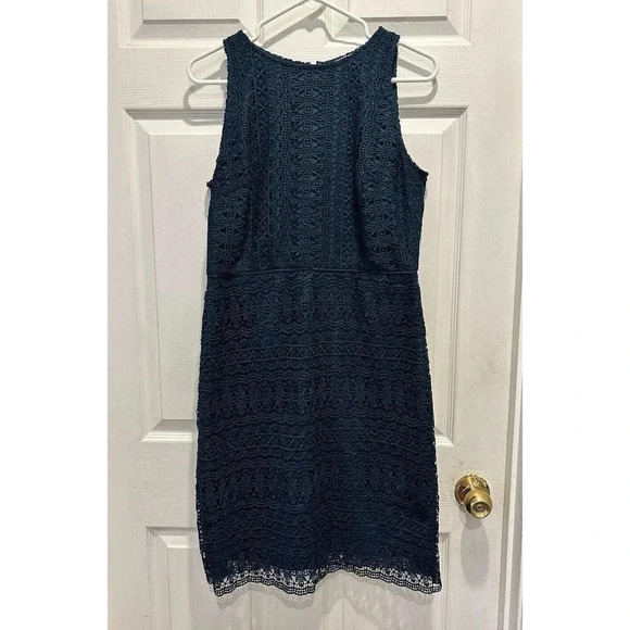 Loft‎ Jewel Tone Green Lace Overlay Sheath Dress Size 8 - Picture 1 of 7